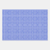 Griechischer Meander Key Square H Pattern Blau Geschenkpapier Set (Vorderseite)