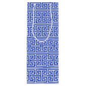 Griechischer Meander Key Square H Pattern Blau Geschenktüte Für Weinflaschen (Rückseite)
