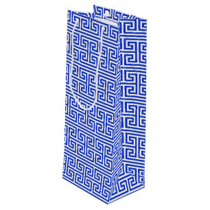 Griechischer Meander Key Square H Pattern Blau Geschenktüte Für Weinflaschen