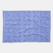 Griechischer Meander Key Square H Pattern Blau Geschirrtuch (Horizontal)