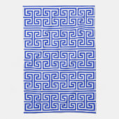 Griechischer Meander Key Square H Pattern Blau Geschirrtuch (Vertikal)
