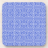 Griechischer Meander Key Square H Pattern Blau Getränkeuntersetzer (Vorderseite)