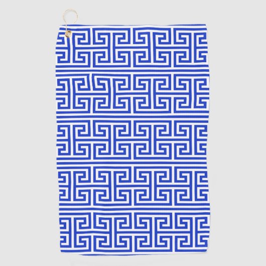 Griechischer Meander Key Square H Pattern Blau Golfhandtuch (Vorderseite)
