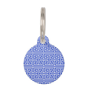 Griechischer Meander Key Square H Pattern Blau Haustiermarke