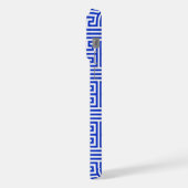 Griechischer Meander Key Square H Pattern Blau iPhone Hülle (Linke Seite)