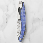 Griechischer Meander Key Square H Pattern Blau Kellnermesser (Vorderseite)