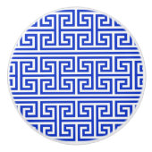 Griechischer Meander Key Square H Pattern Blau Keramikknauf (Vorderseite)