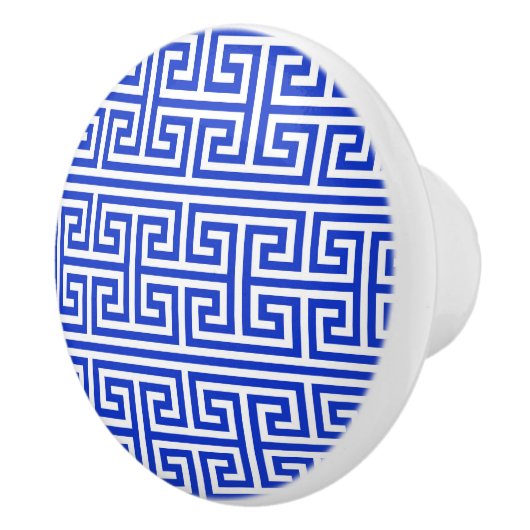 Griechischer Meander Key Square H Pattern Blau Keramikknauf (Rechts)