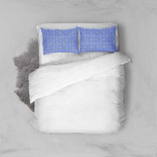 Griechischer Meander Key Square H Pattern Blau Kissenbezug