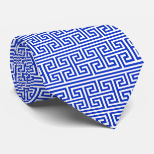 Griechischer Meander Key Square H Pattern Blau Krawatte