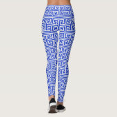 Griechischer Meander Key Square H Pattern Blau Leggings (Rückseite)