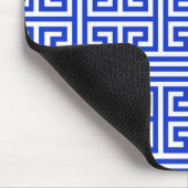 Griechischer Meander Key Square H Pattern Blau Mousepad (Ecke)
