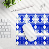 Griechischer Meander Key Square H Pattern Blau Mousepad
