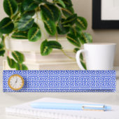 Griechischer Meander Key Square H Pattern Blau Namensplakette