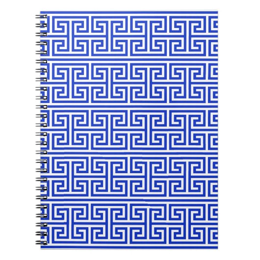 Griechischer Meander Key Square H Pattern Blau Notizblock (Vorderseite)