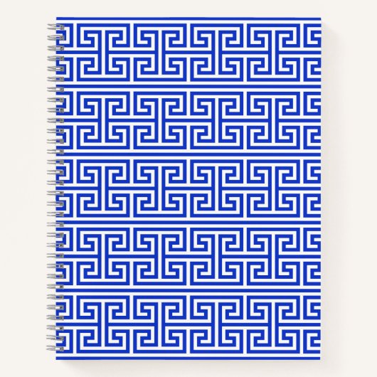 Griechischer Meander Key Square H Pattern Blau Notizblock (Vorderseite)