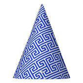 Griechischer Meander Key Square H Pattern Blau Partyhütchen (Links)