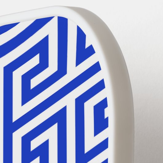 Griechischer Meander Key Square H Pattern Blau Pickleball Schläger (Linke Seite)