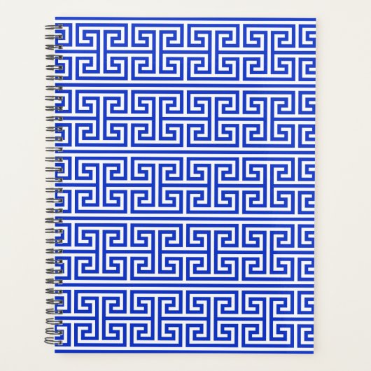 Griechischer Meander Key Square H Pattern Blau Planer (Vorderseite)