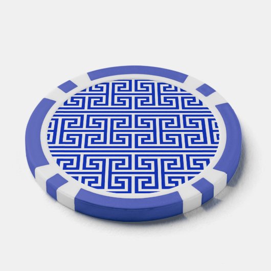 Griechischer Meander Key Square H Pattern Blau Pokerchips (Einzeln)