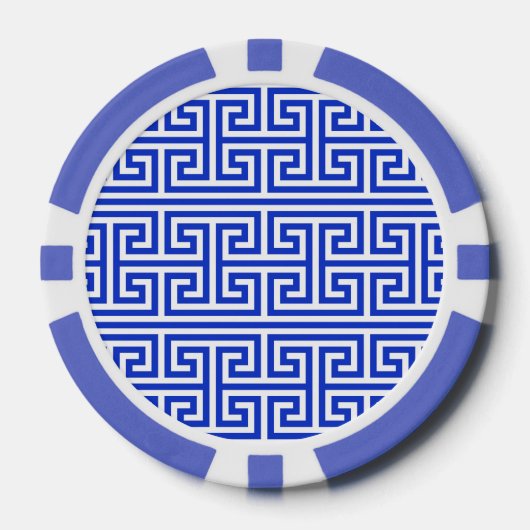 Griechischer Meander Key Square H Pattern Blau Pokerchips (Vorderseite)