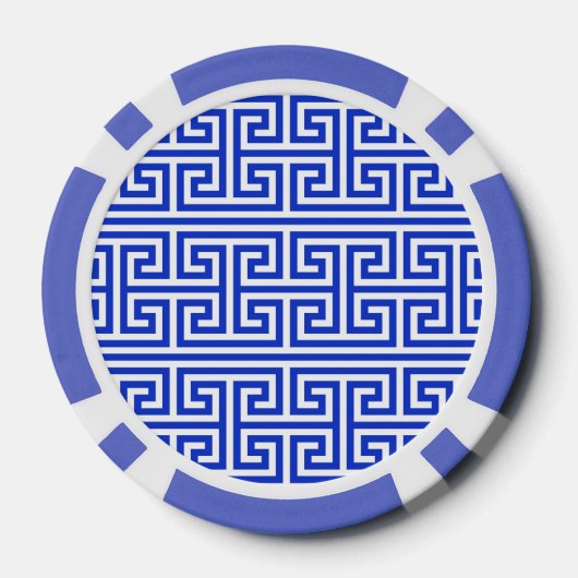 Griechischer Meander Key Square H Pattern Blau Pokerchips (Rückseite)