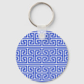 Griechischer Meander Key Square H Pattern Blau Schlüsselanhänger (Vorderseite)