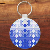 Griechischer Meander Key Square H Pattern Blau Schlüsselanhänger (Vorderseite)
