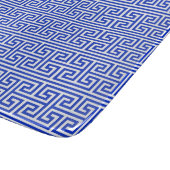 Griechischer Meander Key Square H Pattern Blau Schneidebrett (Ecke)