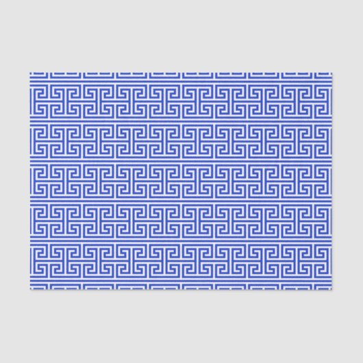 Griechischer Meander Key Square H Pattern Blau Seidenpapier (Vorderseite)