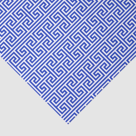 Griechischer Meander Key Square H Pattern Blau Seidenpapier (Ausschnitt)