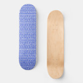 Griechischer Meander Key Square H Pattern Blau Skateboard (Vorderseite)