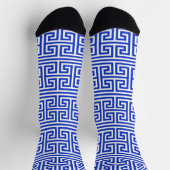 Griechischer Meander Key Square H Pattern Blau Socken (Oben)
