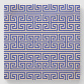 Griechischer Meander Key Square H Pattern Blau Steinuntersetzer (Vorderseite)