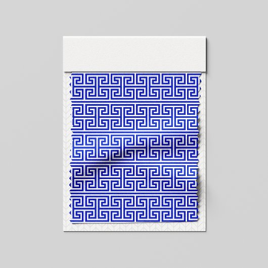 Griechischer Meander Key Square H Pattern Blau Stoff