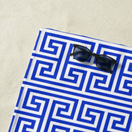 Griechischer Meander Key Square H Pattern Blau Strandtuch