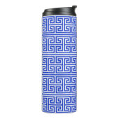 Griechischer Meander Key Square H Pattern Blau Thermosbecher (Nach links gedreht)