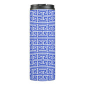 Griechischer Meander Key Square H Pattern Blau Thermosbecher (Rückseite)