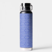 Griechischer Meander Key Square H Pattern Blau Trinkflasche (Rückseite)