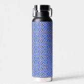 Griechischer Meander Key Square H Pattern Blau Trinkflasche (Vorne)