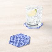 Griechischer Meander Key Square H Pattern Blau Untersetzer (Vor Ort)