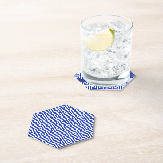 Griechischer Meander Key Square H Pattern Blau Untersetzer (Vor Ort)