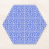Griechischer Meander Key Square H Pattern Blau Untersetzer (Vorderseite)