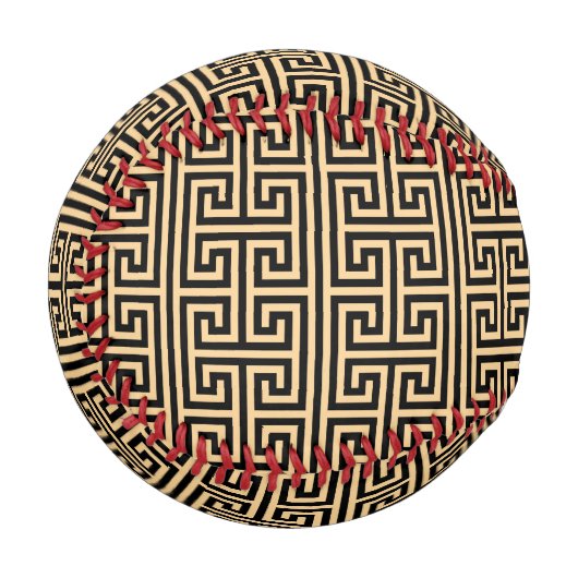 Griechischer Meander Key Square H Pattern Brown Baseball (Vorderseite Links)