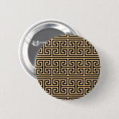 Griechischer Meander Key Square H Pattern Brown Button (Vorne & Hinten)