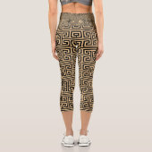 Griechischer Meander Key Square H Pattern Brown Capri Leggings (Rückseite)