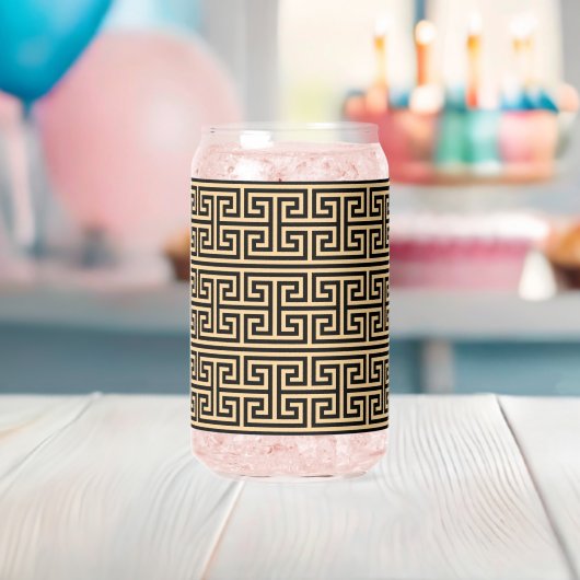 Griechischer Meander Key Square H Pattern Brown Dosenglas (Insitu (Baby Party))