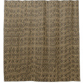 Griechischer Meander Key Square H Pattern Brown Duschvorhang (Vorderseite)