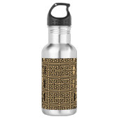 Griechischer Meander Key Square H Pattern Brown Edelstahlflasche (Vorderseite)