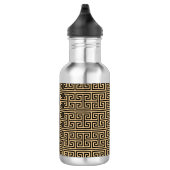 Griechischer Meander Key Square H Pattern Brown Edelstahlflasche (Rechts)